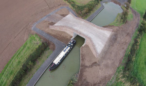 The rebuilt Bridge 62 on the restored section of the Ashby Canal